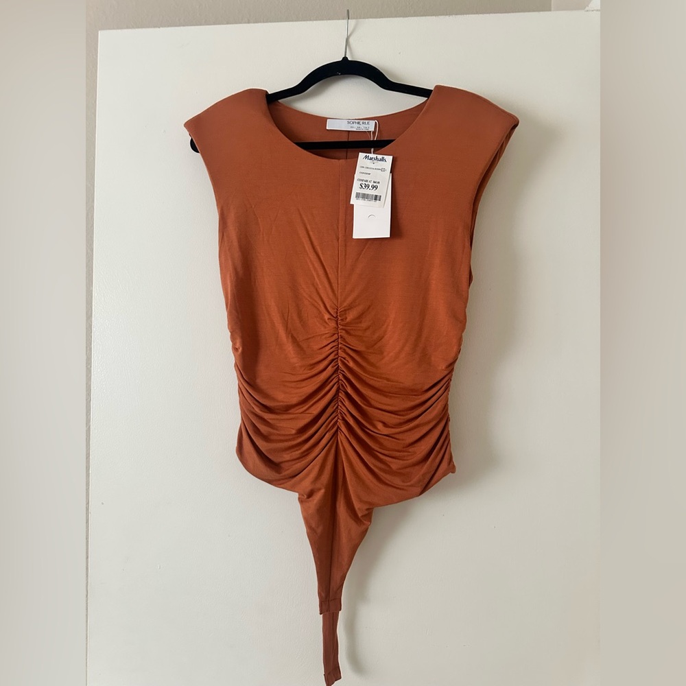 Sophie Rue Terracotta Ruched Bodysuit